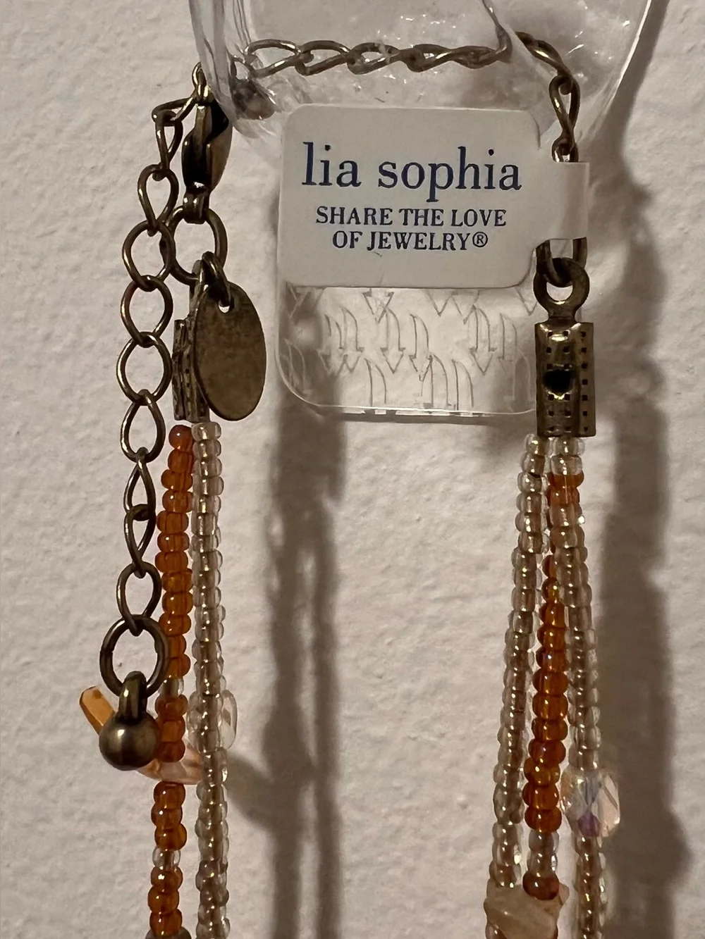 Lia Sophia Multi-Strand Amber, Orange & Cream Beaded Necklace